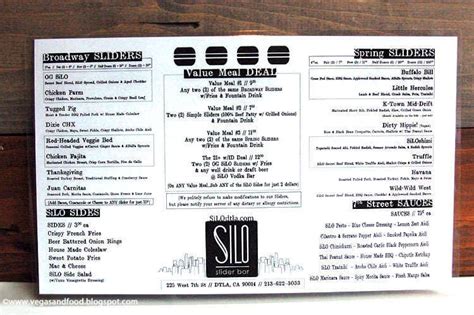 Silo Vodka Bar Menu, Menu for Silo Vodka Bar, Downtown, Los Angeles ...