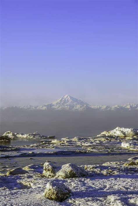 Mount Redoubt Volcano in Alaska in Winter Stock Photo - Image of ...