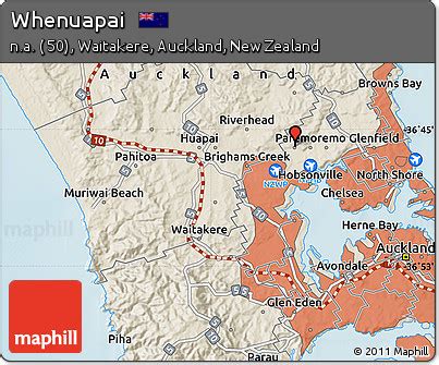 Free Shaded Relief Map of Whenuapai