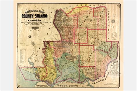 Vintage Solano County Map 1890 Old Map of Solano County | Etsy