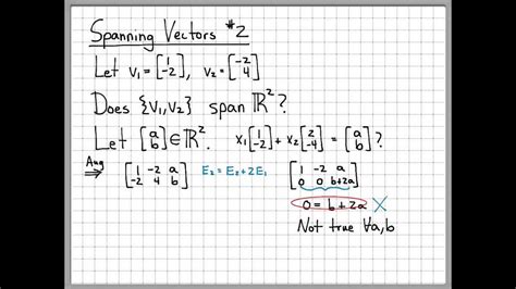 Linear Algebra Example Problems - Spanning Vectors #2 - YouTube