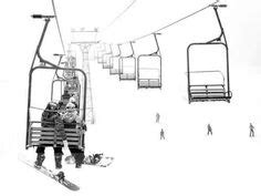 InkShuffle | Mountain ski lift chairs pencil drawing | drawing | Winter drawings, Mountain ...