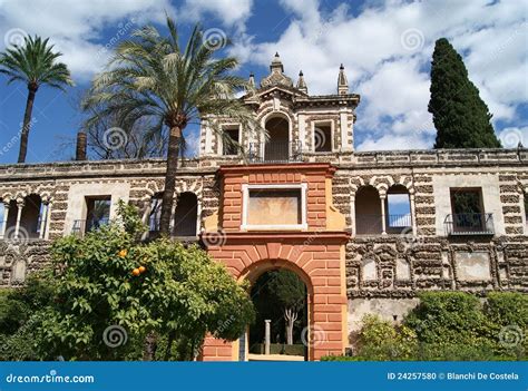 Real Alcazar of Seville Gardens Stock Photo - Image of horizontal ...