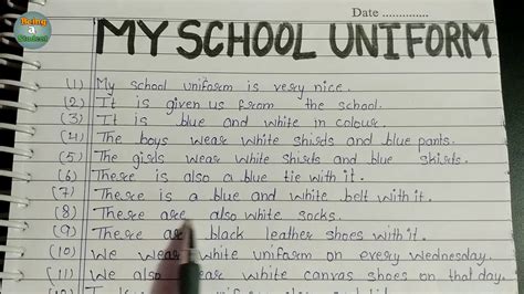 Essay on my school uniform in english || 20 lines essay on my school ...