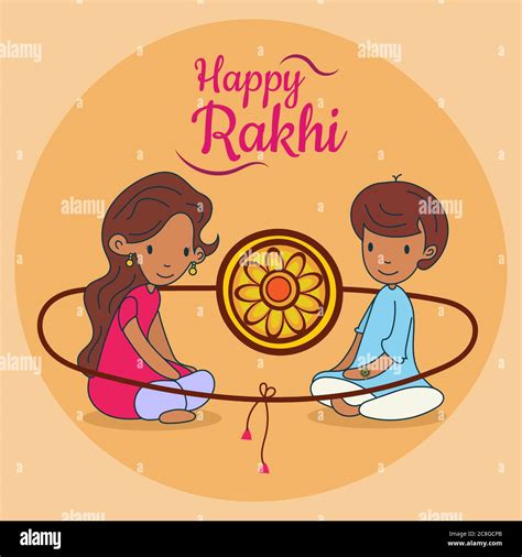 Happy Raksha Bandhan, Rakhi, brother and sister love greeting poster, card, vector illustration ...