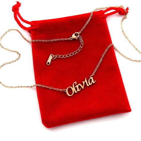 OLIVIA Name Necklace 18ct Rose Gold Plated Personalized - Etsy