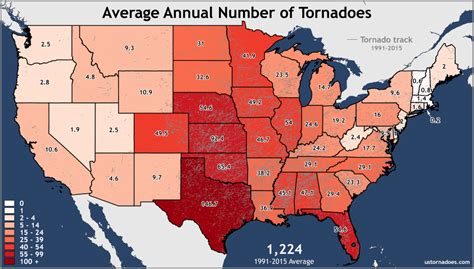 Annual and monthly tornado averages for each state (maps) - ustornadoes.com