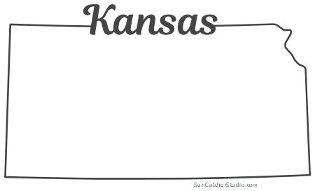 Kansas – Map Outline, Printable State, Shape, Stencil, Pattern | Kansas ...