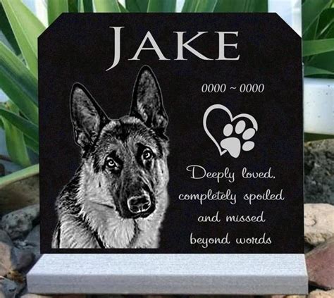 Pet Memorial Stone Grave Marker Granite Headstone Custom Photo Personalized Engraved Garden ...