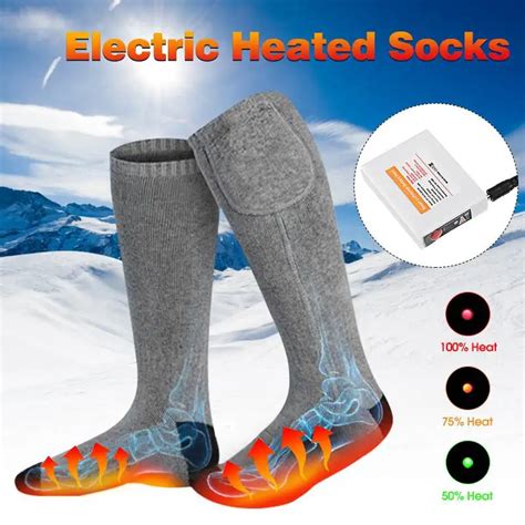 Unisex Outdoor Indoor Electric Heated Socks Thermal Cotton Rechargeable ...