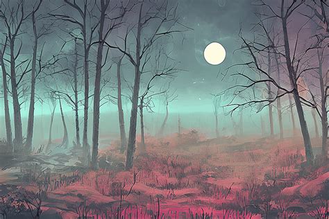 Full Moon over the Haunted Forest Graphic by eifelArt Studio · Creative ...