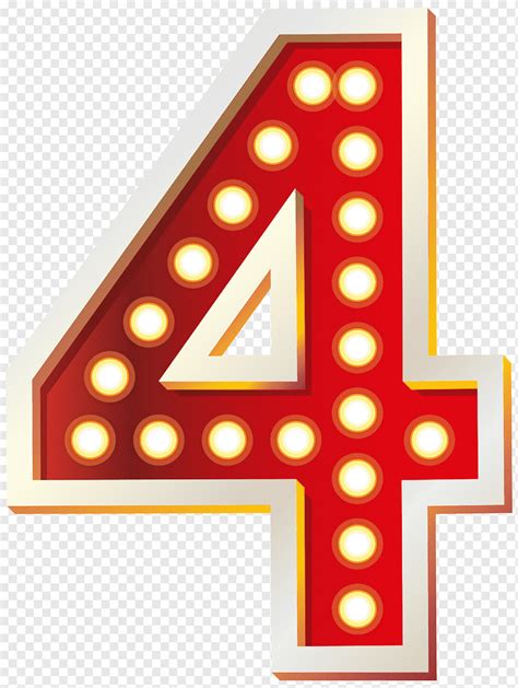 Red and white number 4 marquee sign illustration, Lighting Nightstand Light-emitting diode ...