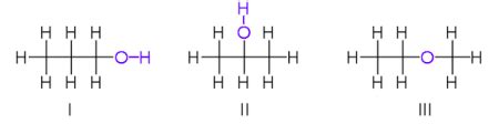 Which of the following illustrations represent functional group isomers? a. I and II b. I and ...