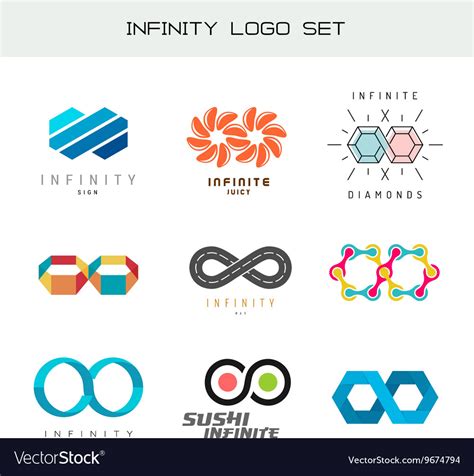 Infinity logo set infinity color symbols infiniti Vector Image