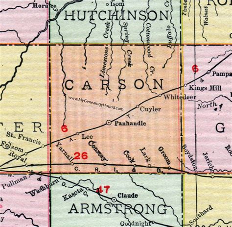 Carson County, Texas, Map, 1911, Panhandle, White Deer, Groom, Conway, Lark, Cuyler