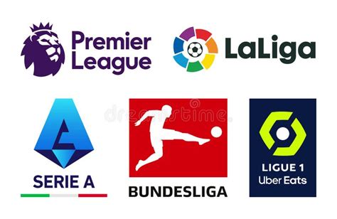 Official UEFA European Top-5 League Logos. Set of European Football or ...