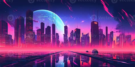 Aesthetic city synthwave wallpaper with a cool and vibrant neon design, 24209348 Stock Photo at ...