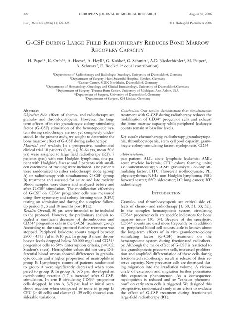 (PDF) G-CSF during large field radiotherapy reduces bone marrow ...