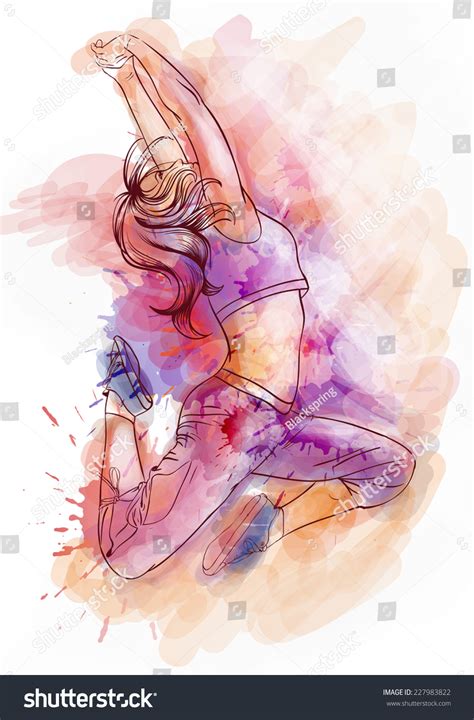 Bright Watercolor Dancer Stock Vector Illustration 227983822 : Shutterstock