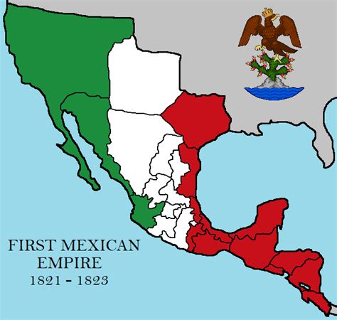 First Mexican Empire - flag map with administrative divisions : r ...