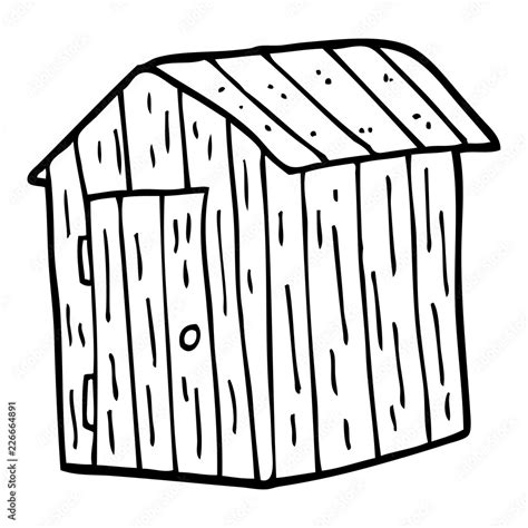 line drawing cartoon wooden shed Stock Vector | Adobe Stock