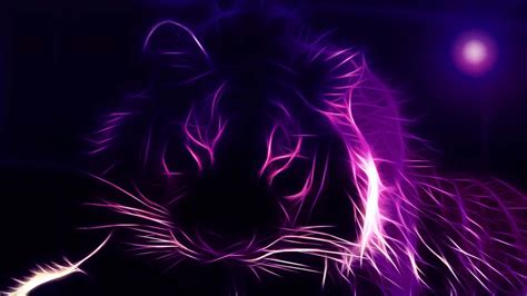 Download Neon Animal Purple Tiger Outline Art Wallpaper | Wallpapers.com