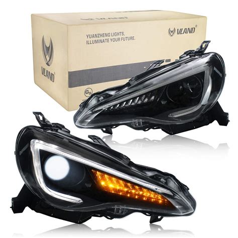 Buy VLAND LED DRL Headlights for GT86 FT86 BRZ FRS ZN6 2012-2019 Front Light, with Sequential ...