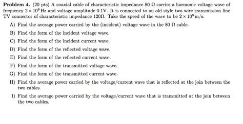 Solved A coaxial cable of characteristic impedance 80 Ohm | Chegg.com