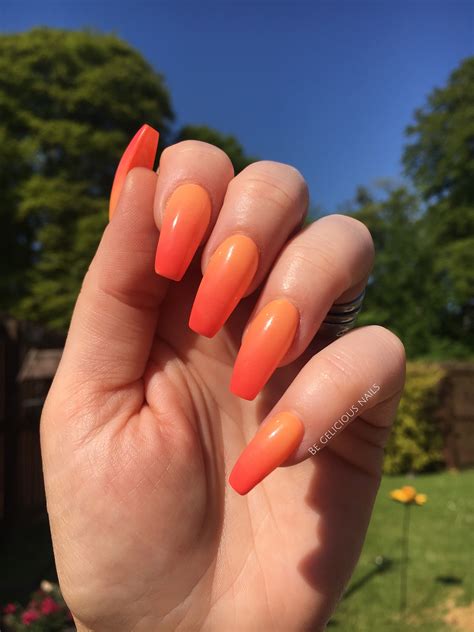 Nails, Calgel nails, ombré nails, summer, orange, red, gel nails, | Orange acrylic nails, Red ...