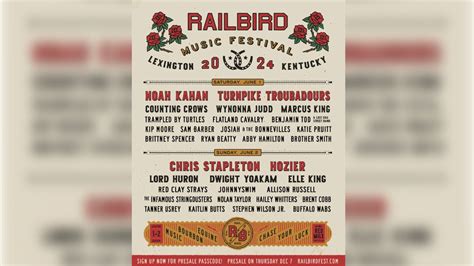 Chris Stapleton & Noah Kahan To Headline Railbird Music Festival 2024 ...