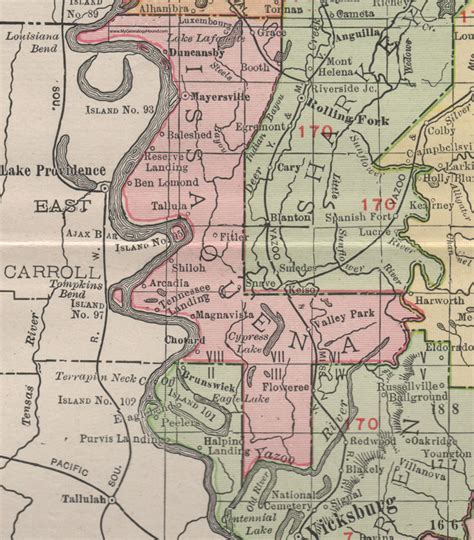 Issaquena County, Mississippi, 1911, Map, Rand McNally, Mayersville ...