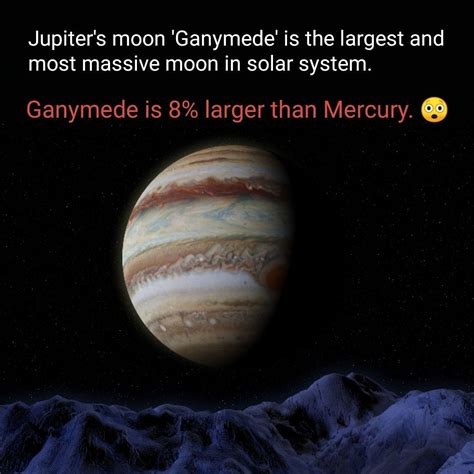 Jupiter satellite Ganymede is largest moon in solar system. Mercury ...