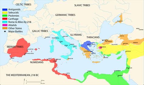 Map of the Mediterranean 218 BCE (Illustration) - World History ...