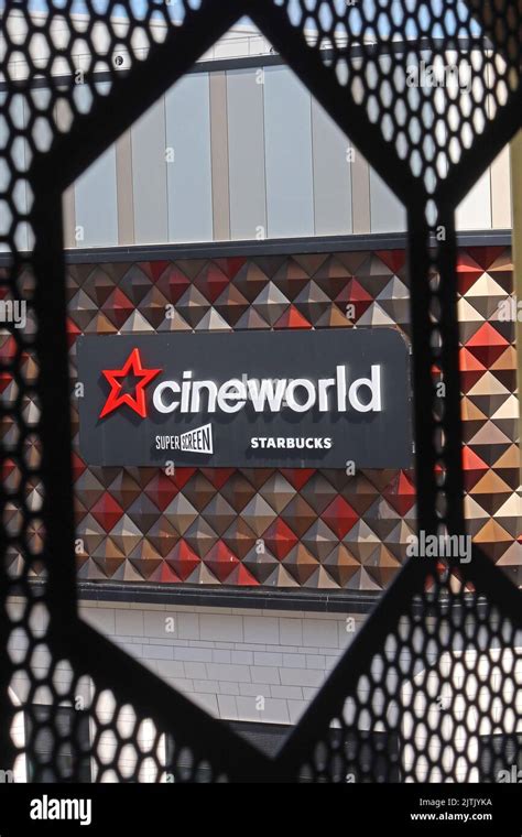 Cineworld, Starbucks chain, Hexagon views from car parking, at Time Square, Warrington town ...