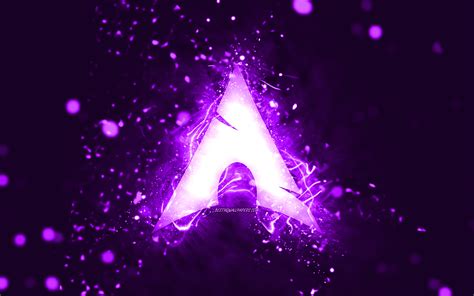 Download wallpapers Arch Linux violet logo, 4k, violet neon lights, creative, violet abstract ...