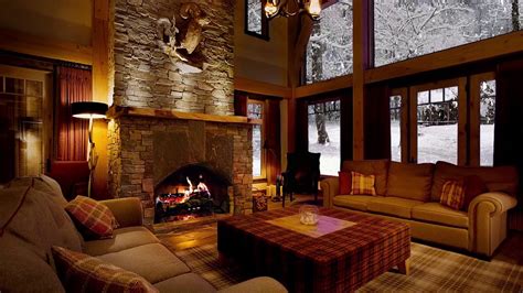 Cozy Cabin Fireplace With Snow & Christmas Music - YouTube