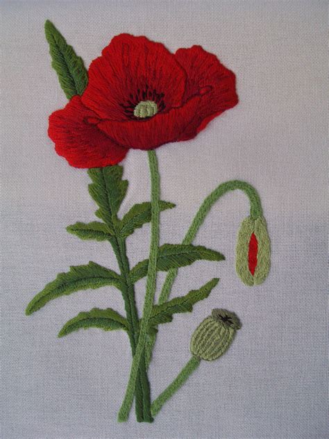 Red poppy Crewel Embroidery Kits, Hand Embroidery Projects, Hand Embroidery Flowers, Embroidery ...