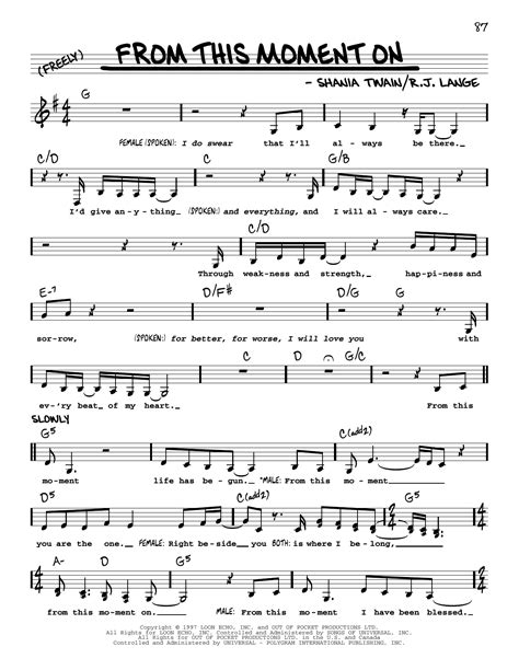 Shania Twain - From This Moment On sheet music