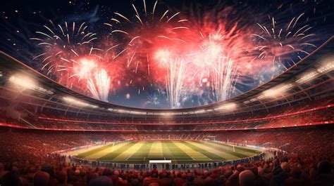 Premium AI Image | Fireworks over the stadium