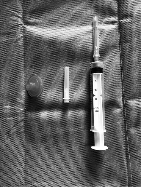 A 10 mL syringe, a 0.22-μm pore size filter and one 30-gauge needle ...