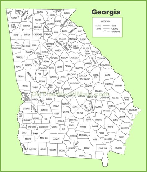 Printable Map Of Georgia Counties