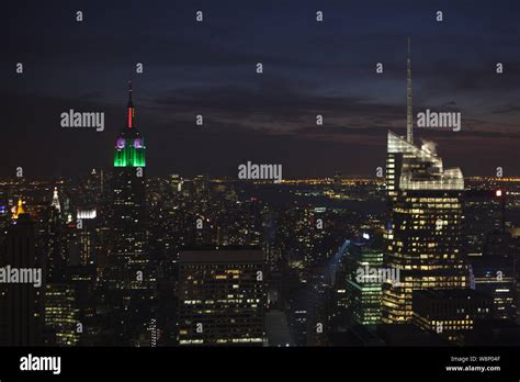 New York Skyline at Night Stock Photo - Alamy