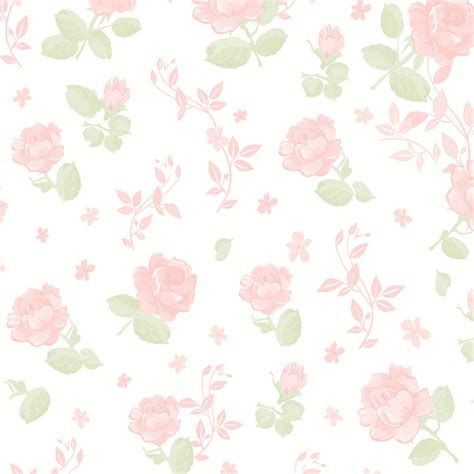 Papel de parede floral romance com fundo branco e flores rosa Para ...