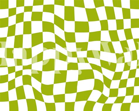 Green and White Checkered Wallpaper | Retro 60s Groovy Pattern | Happywall