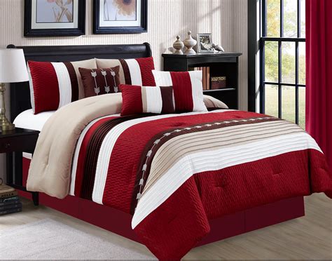 Luxury 7 Piece Bed in Bag Comforter Set - Oversized (Queen, Burgundy) | Bedroom comforter sets ...