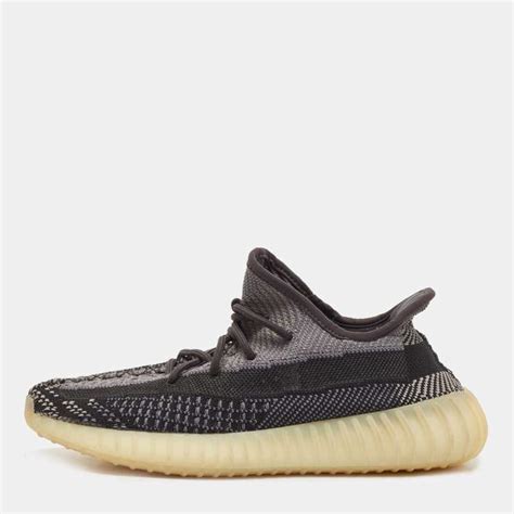 Yeezy x Adidas Black/Grey Knit Fabric Boost 350 V2 Carbon Sneakers Size ...