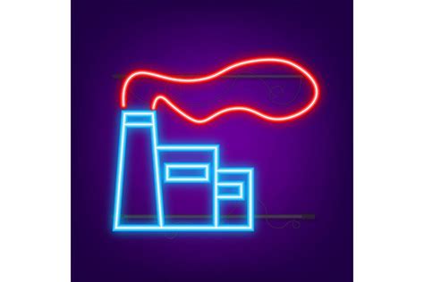 Factory Line Icon, Industrial Neon Sign. Graphic by DG-Studio ...