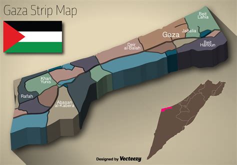 Vector 3D Gaza Strip Map And Flag 152453 Vector Art at Vecteezy