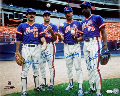 1986 Mets Pitching Rotation 16x20 Photo Signed by (4) with Doc Gooden ...