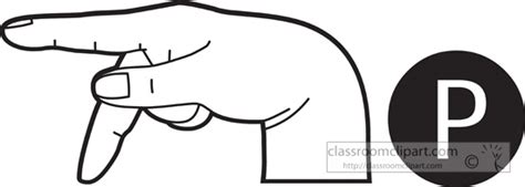 American Sign Language Clipart- sign-language-letter-p-outline - Classroom Clipart